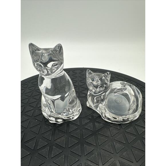 Beautiful Retired Lenox Led Crystal Cat Salt And Pepper Shakers - Picture 1 of 5